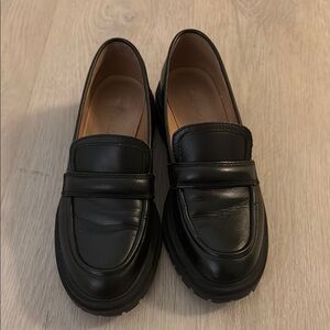 Madewell Black Leather Penny Loafers